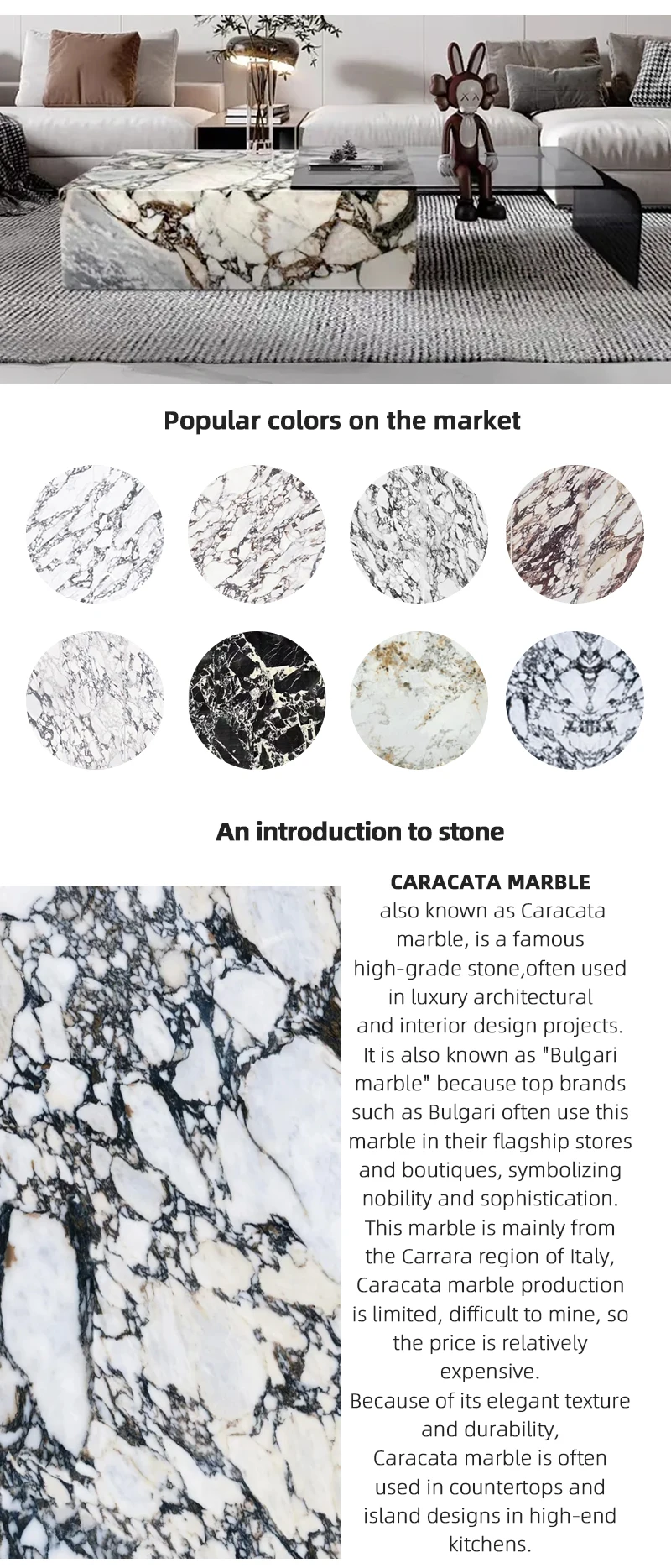 product customized luxury calacatta viola marble coffee table modern design style low plinth for living room-10