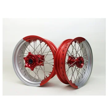Bi-color fit CR CRF Wholesale Price Supermotard Wheels Product Supermoto Wheel set 16 17 Inch