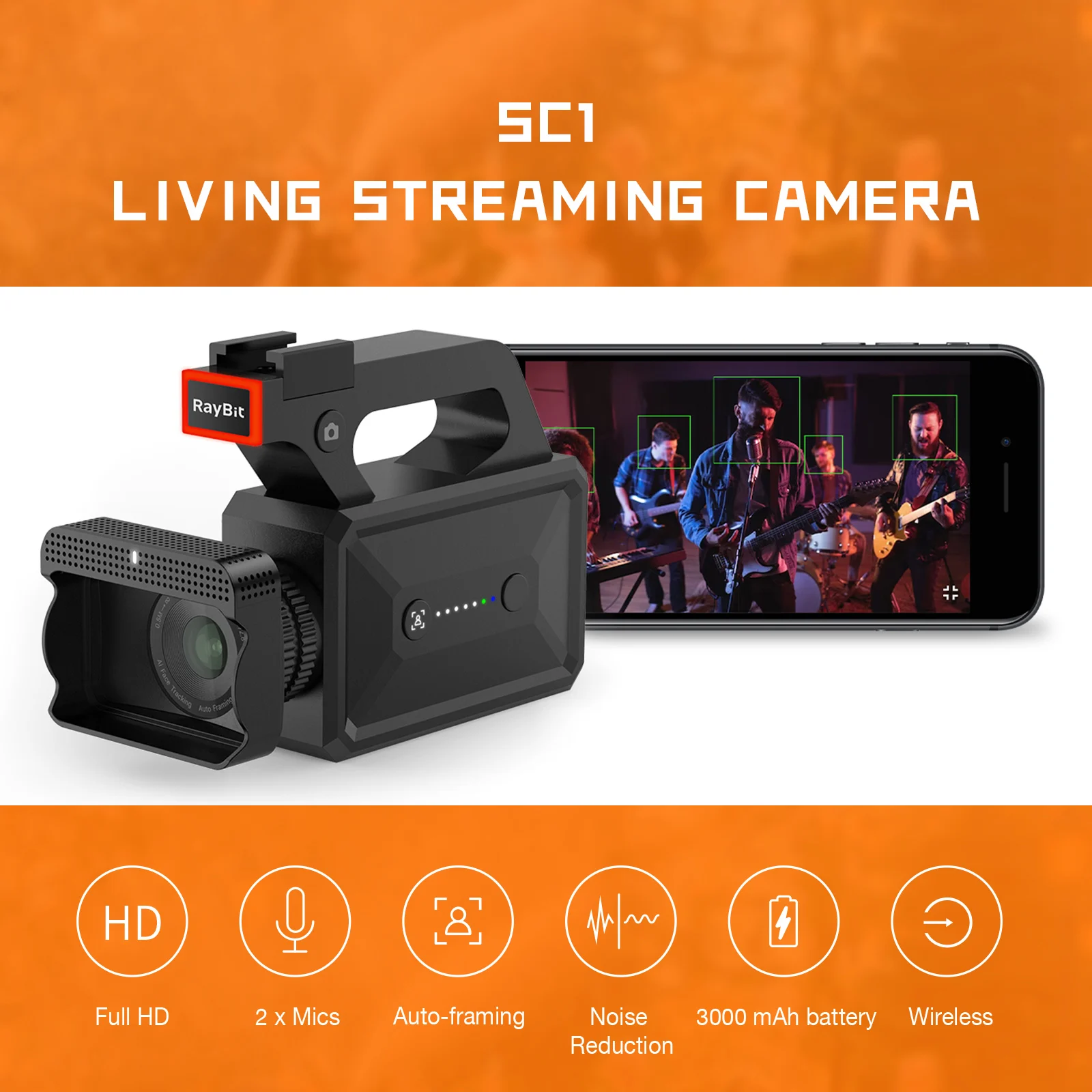 Wireless Live Streaming Camera with App Control Built-in