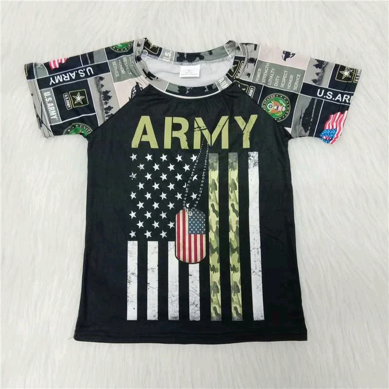 rts wholesale children clothing boy t-shirt army short sleeve