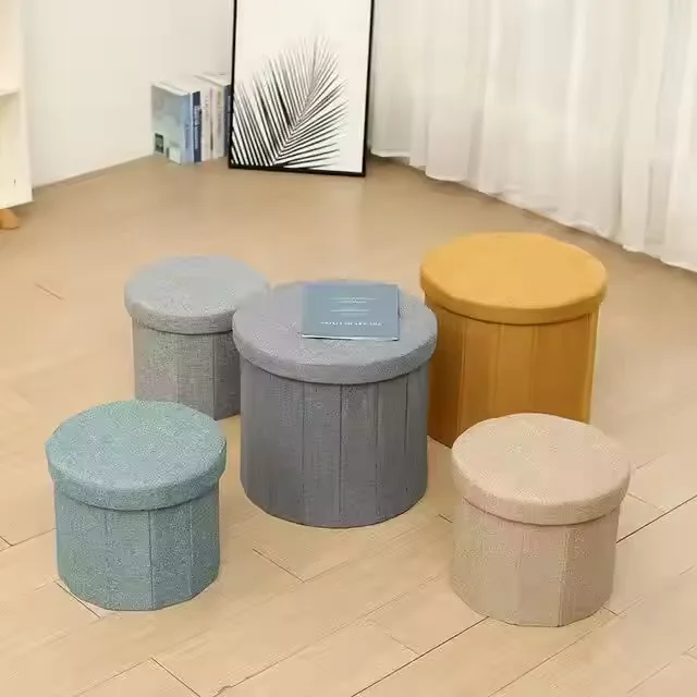 Wholesale Round Folding Storage Stool with Lid Fashion Home Furniture Storage Boxes & Bins manufacture