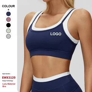 Custom High-Quality Two-Piece Sports Bra Ribbed Color-Blocked Yoga Top Women Running Fitness Sujetador Deportivo Gym Yoga Bra