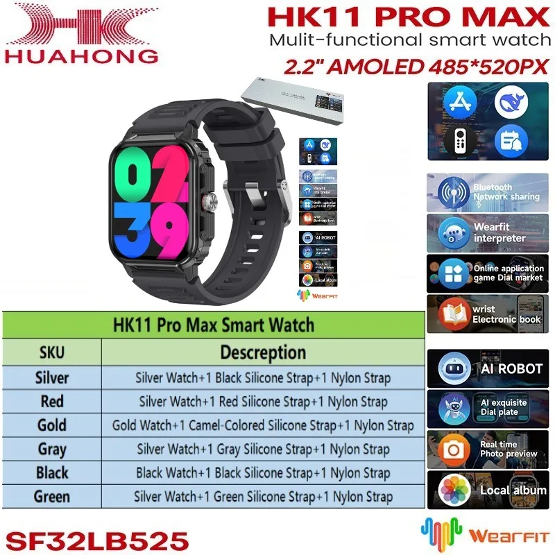 Latest Hk11pro Max Smartwatch Reloj Inteligente Amoled Screen Upgrade Hk10 Promax Plus H aperçu 2
