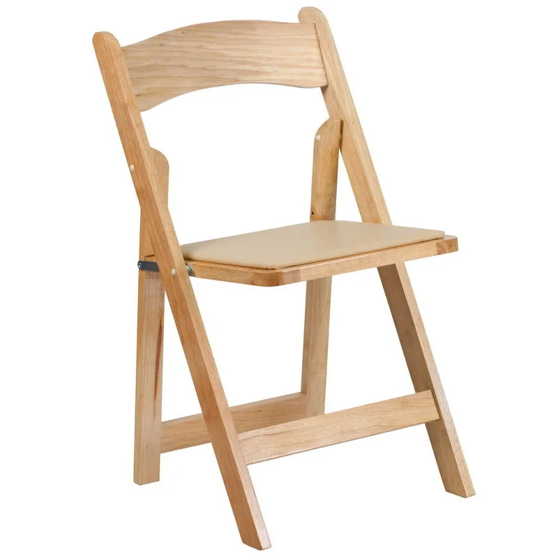 Portable Wedding Party Event Solid Wood Frame Natural Outdoor Folding Dining Chair