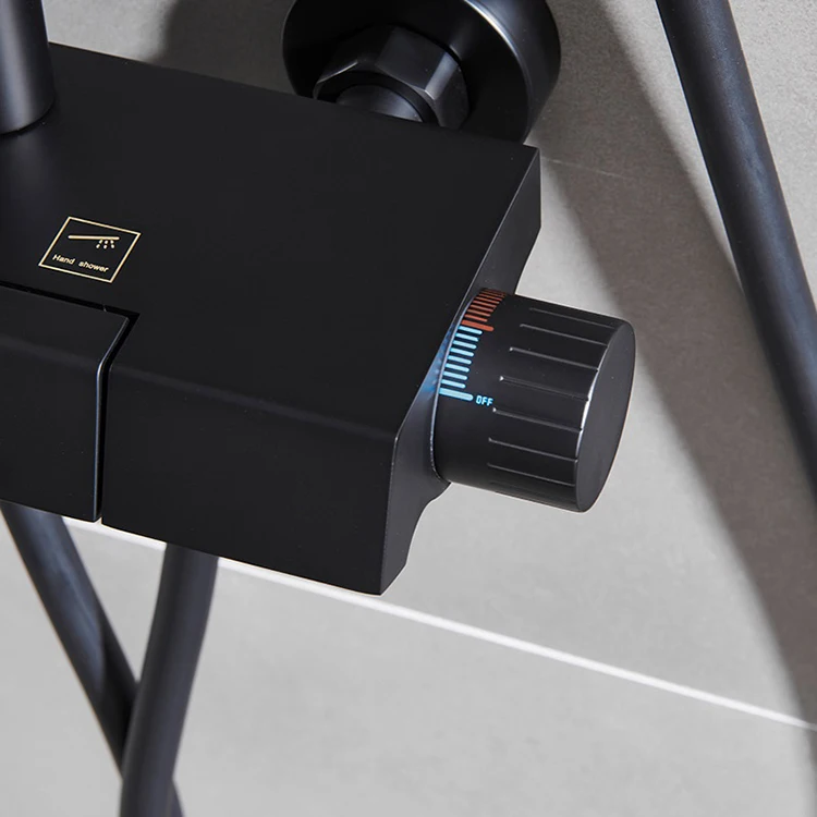 Juego de cabezal de ducha tipo lluvia con función de 4 vías de cobre con llave de piano para baño