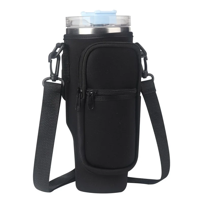 Adjustable Strap Neoprene 40oz Water Bottle Carrier Sleeve Pouch ...