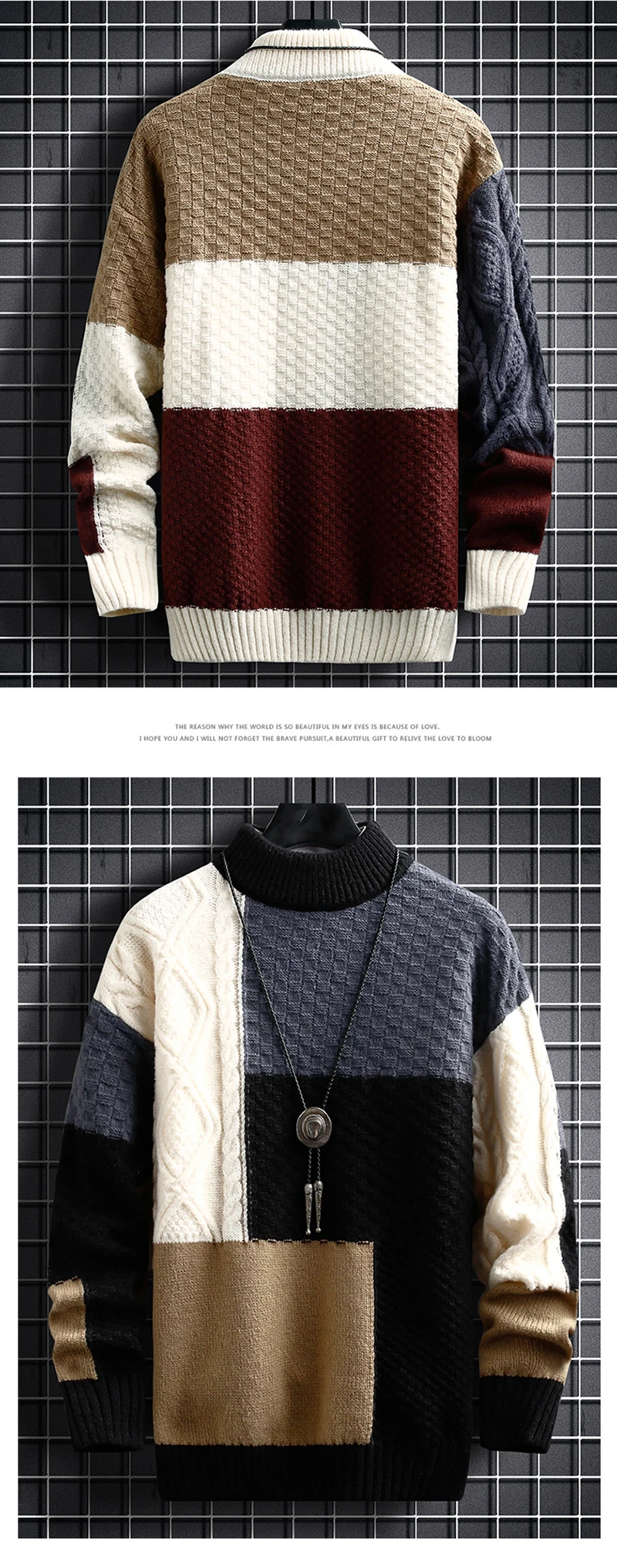 2023 Autumn And Winter New Sweater Warm Fashion Stitching Color ...