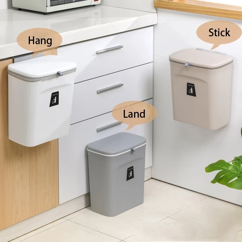 Ds1062 7/9l Bathroom Garbage Can Wall Wall Mounted Waste Bin Food Waste