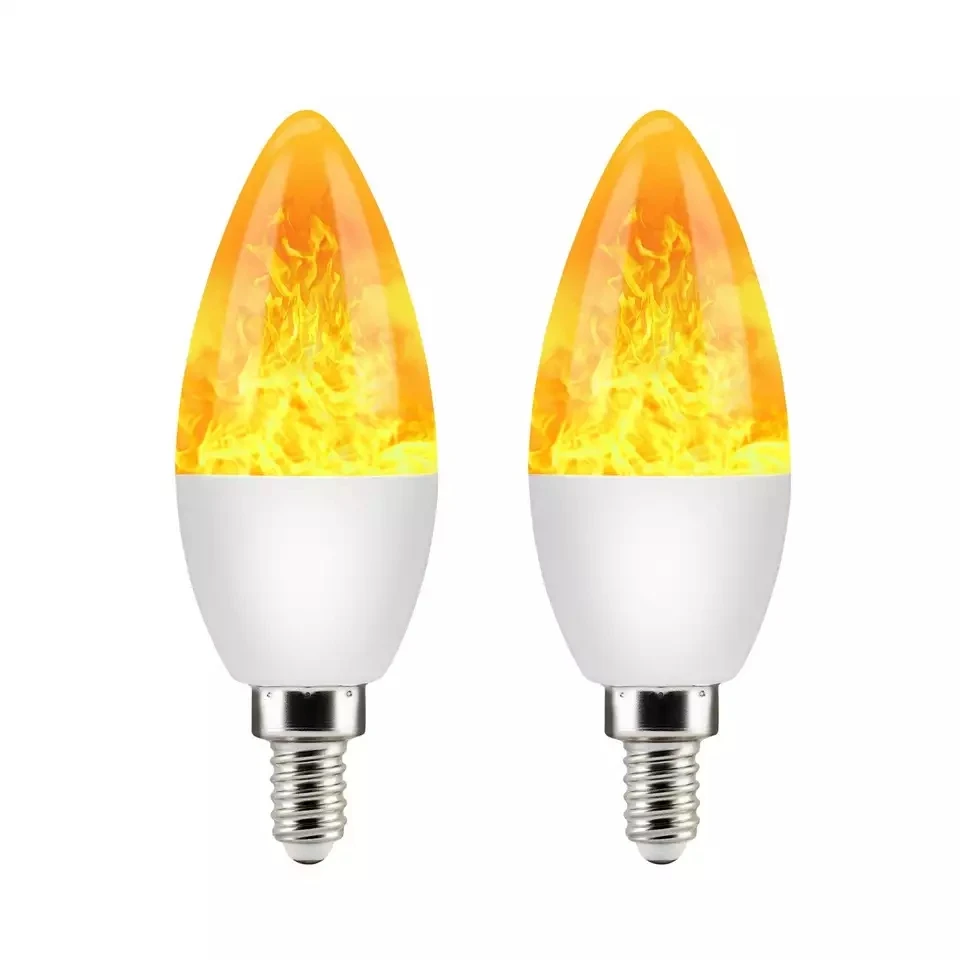 3W E12 LED Flame Light Bulb Flickering Flameless Warm White Candelabra Bulbs with 4 Models Certified Flameless Candles