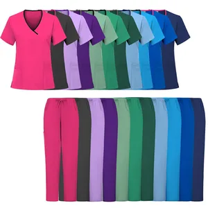 Factory Direct Plus Size Woven Comfortable Women's Nurse Scrubs Uniform Sets 95% Polyester 5% Spandex