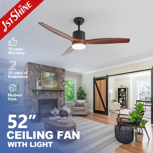 1stshine LED Ceiling Fan Wood Blades 3-Color LED Lighted Remote Control Silent Ceiling Fan with Smart Control