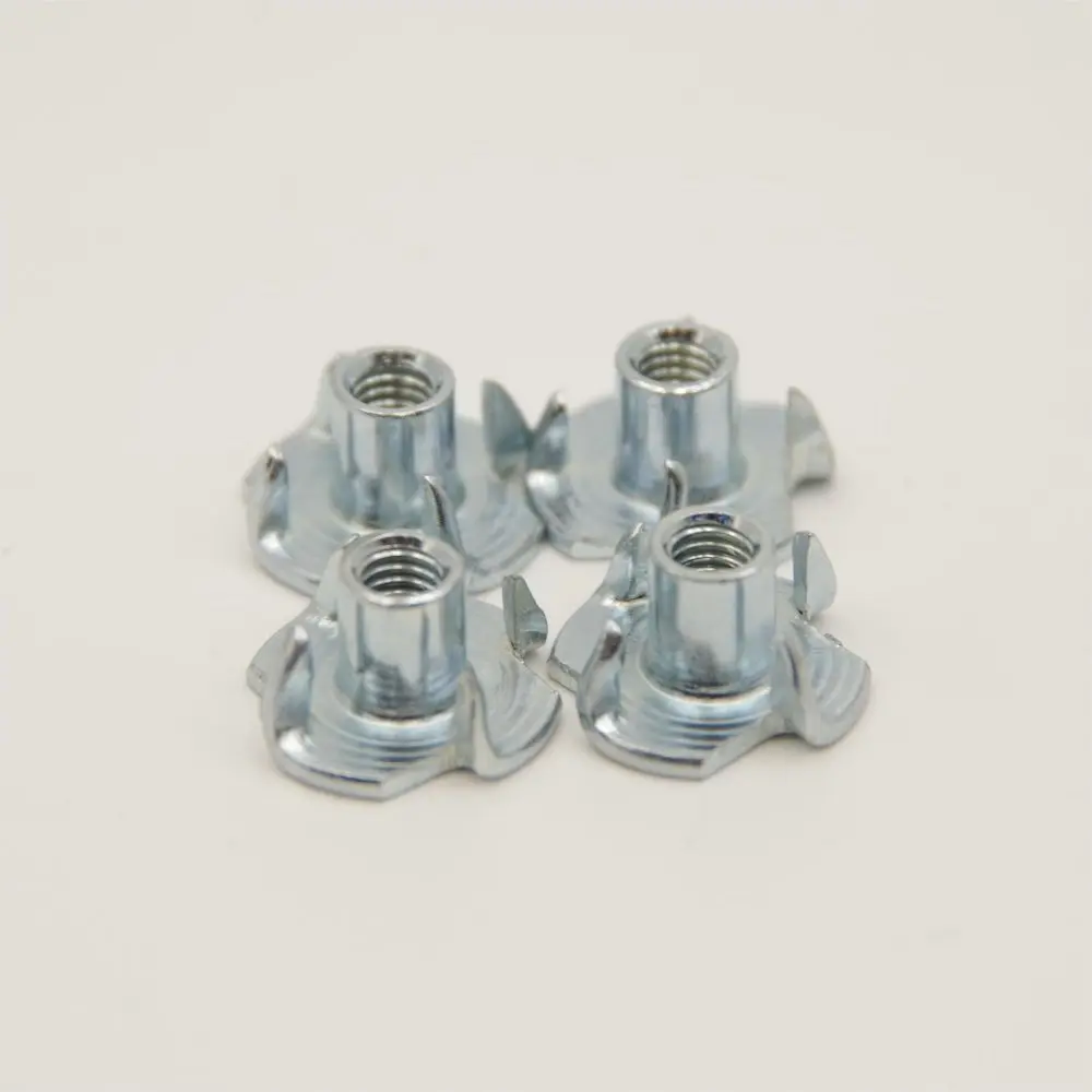 Factory Outlet M5 Stainless Steel Zinc Plated 4 Prong Tee Nut With Holes Furniture Assembly Nuts factory