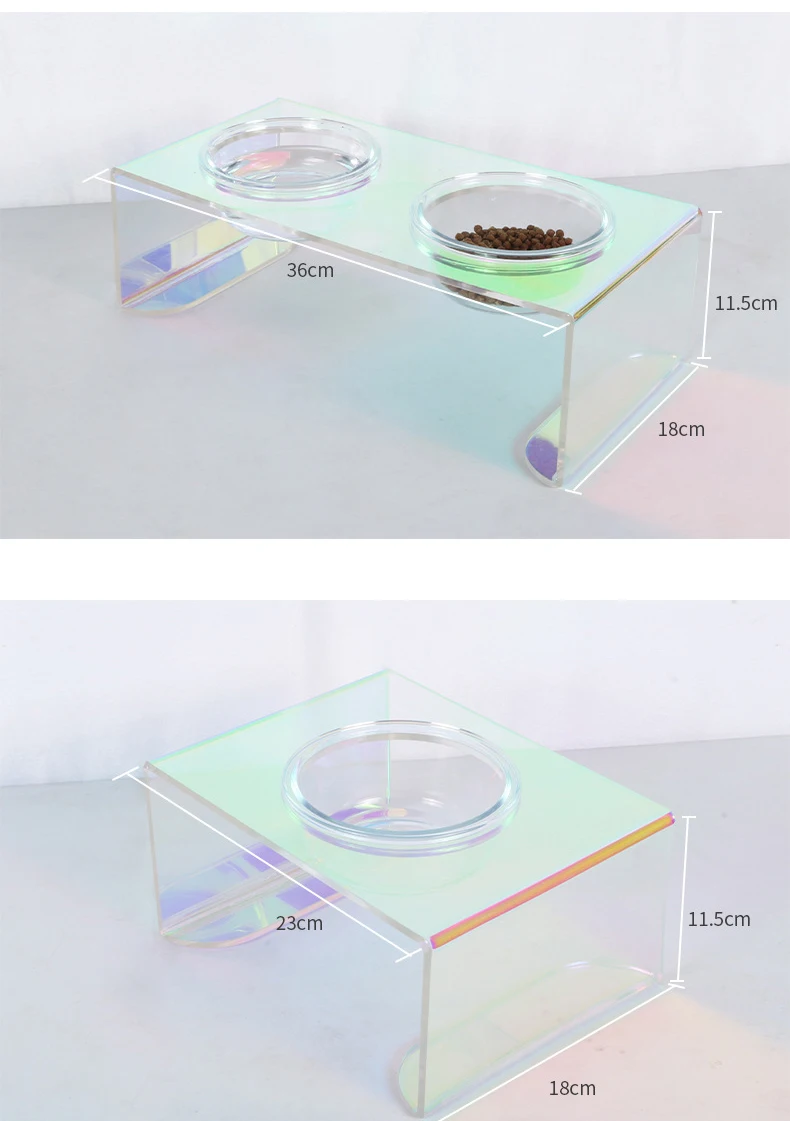Pet New Laser Color Table Acrylic Cat Table Bowl Rack Dog Bowl Rack factory