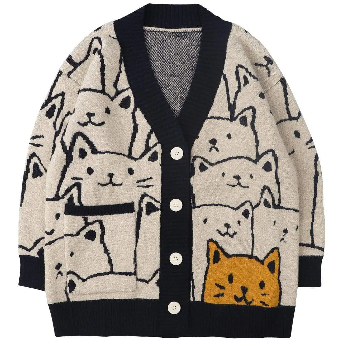 DiZNEW Boys High School Cardigans Cardigan Casual Button Men's Cartoon Jacquard Sweater details