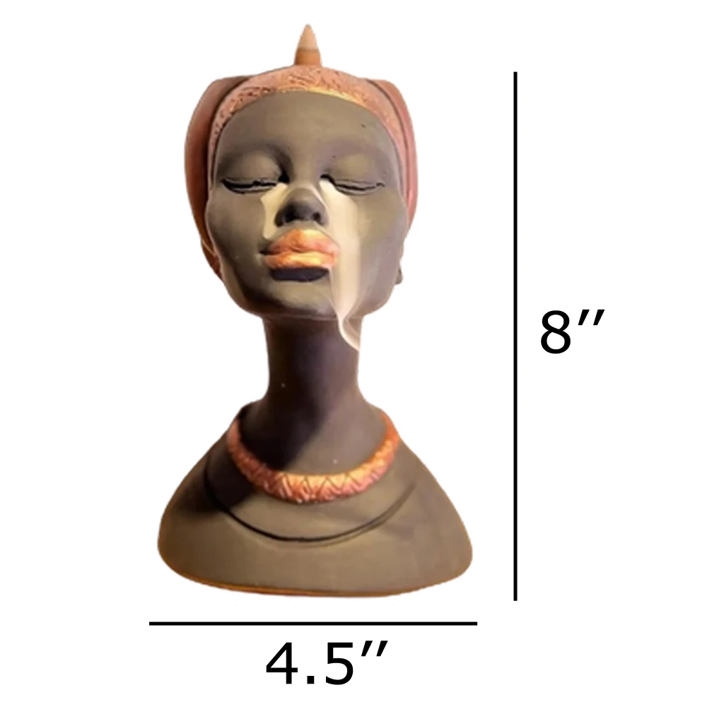 Custom Material Bohemian African Woman Head Figurine Incense Holder