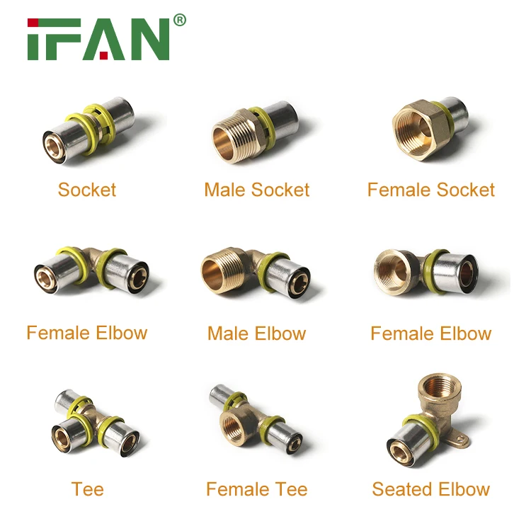 Ifan Manufacturer Pex Al Pex Fittings Red Color 1632mm Brass Press