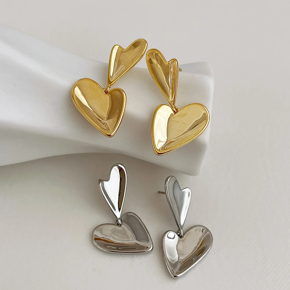 Love Heart Stud Earrings 18K Gold Plated for Women Girls Hollow Heart Stud Earrings Dainty Jewelry Gift