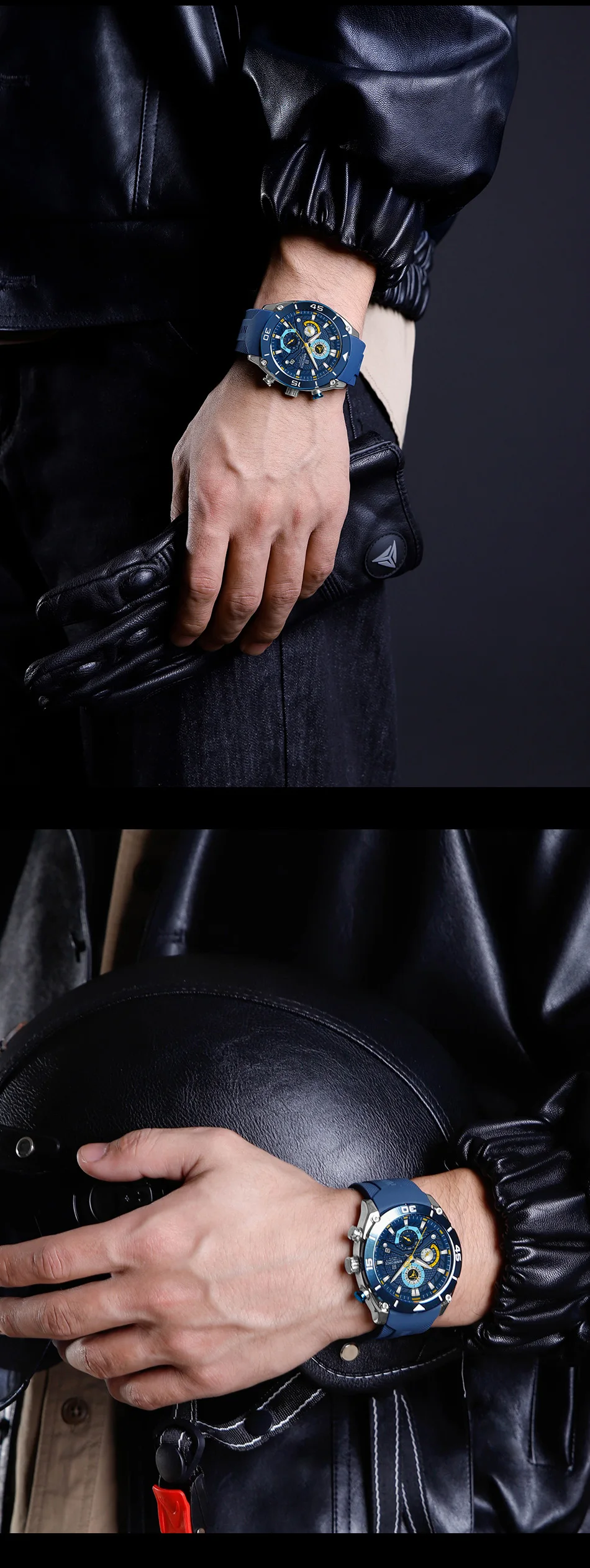 NAVIFORCE NF8038 Brand New Fashion Watches for Men Sports Chronograph Quartz Wristwatches Waterproof Luminous Clock