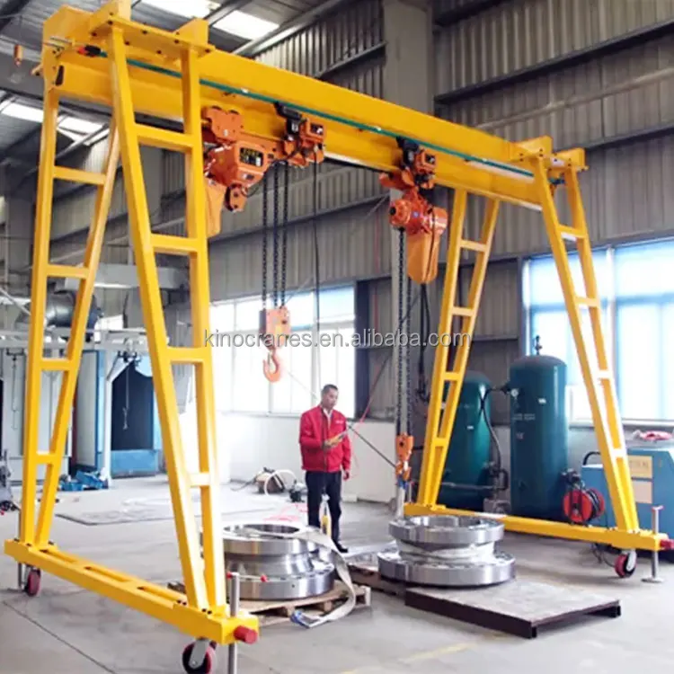 Small Mini Telescoping Girder Adjusting Height Motorized 1 2 5 10 20 Ton Portable Gantry Crane with Chain Hoist Lifting Machine