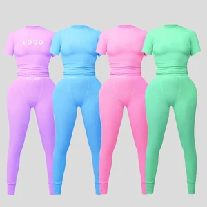 Huili Custom Logo Outfits Activewear Skinny Workout Sets Fitness Leggings Two Piece Set Women Clothing Loungewear Women Sets