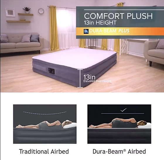 Intex 64448 Queen Durabeam Series Headboard Airbed Inflatable Air