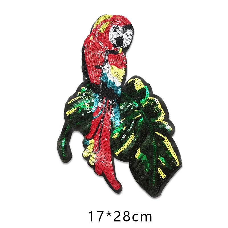 Sew on Embroidery Bird Parrot Sequin Bling Patches Designer for t Shirt Clothing