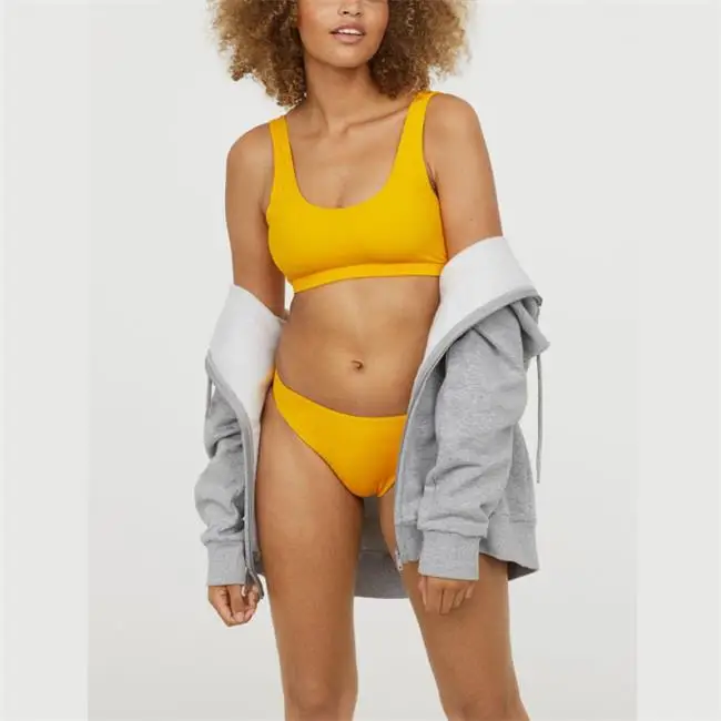 Latest Design Custom Yellow Side Tie Hygienic High Waisted Brazilian Cut Bikini Bottoms for Women