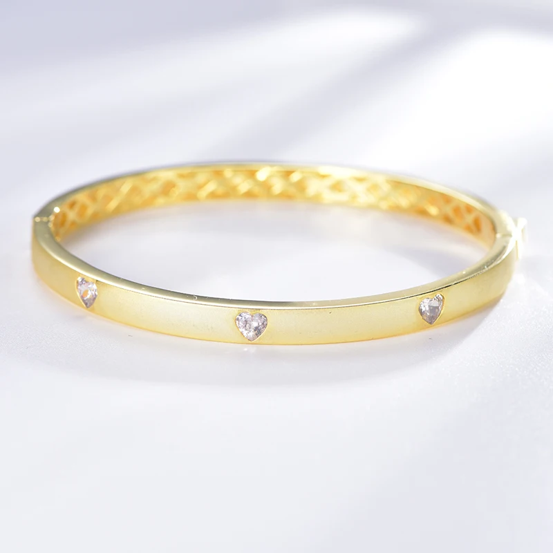 Hot Sale New Design Jewelry Gold Plated Women Fashion Accessory 925 Sterling Silver Crystal Bracelet Bangle