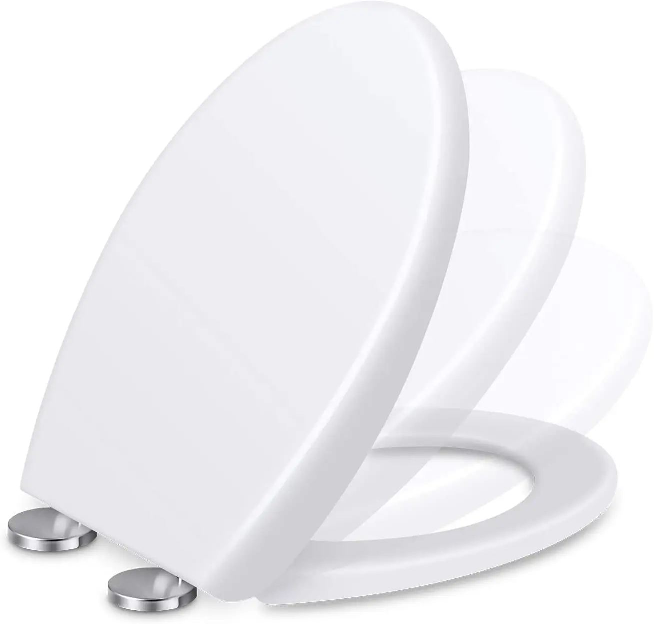 Heavy Duty Toilet Seat Soft Close White Oval Shape Quick Release Fixing Hinges 