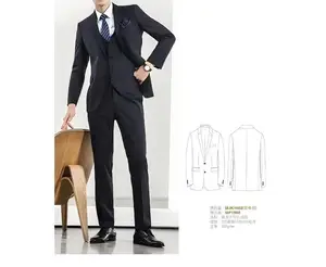 Slim Fit Navy Blue Single Breasted Men's Professional Suit Wedding Business Modern Suits