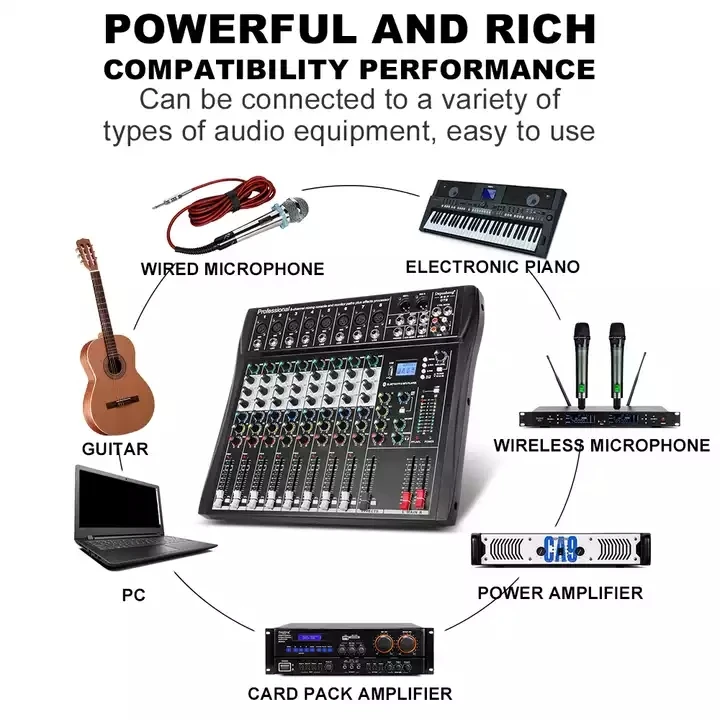 New Dt8 8 Channel Max Audio Mixer With Low Price Power Amplifier Studio
