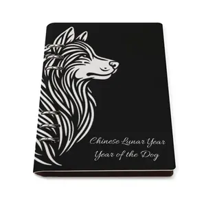 Chinese Lunar Dog Year A5 Pu Leather Journal Hardcover Notebook Spiral Binding Agenda Planner Loose-leaf Binding