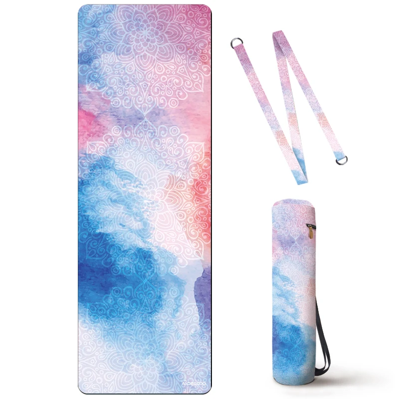 Экологичный натуральный Коврик для йоги с цифровой печатью, органический с одной сумкой и ремнями