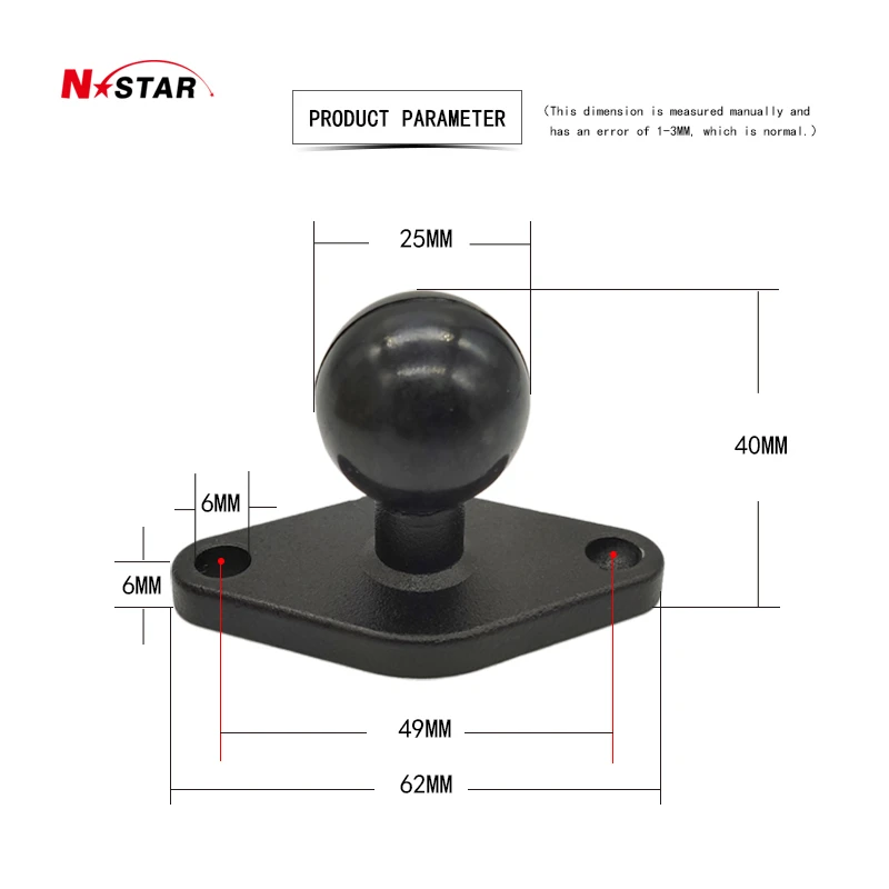BRCOVAN Aluminum Alloy 1" Ball Handlebar Mount - 10 Pack, Compatible With RAM Mounts, Fits 0.5" To 1.26" Bars
