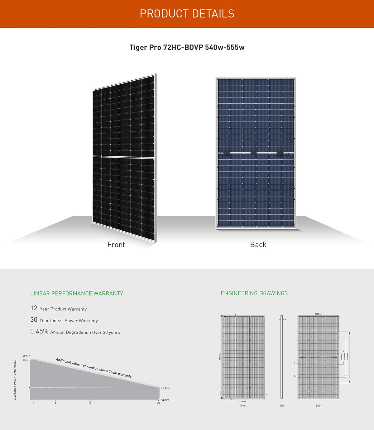 Jinko Solar Double Glass Module Tiger Pro Hc Bdvp W W W W