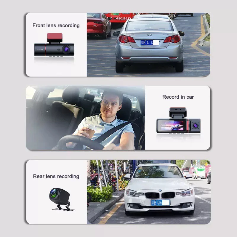 3.16 Inch Car Camera 3 Lens Car DVR Wifi GPS Night Vision 4K Recording 3 Channel Dash Cam