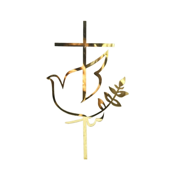 Hstyle Religious Cake Topper Cross With Dove Holy Spirit Topper Confirmation Topper Baby Shower Baptism Wedding Decor PQ187