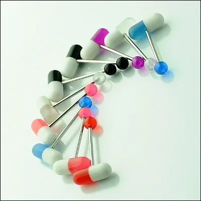 Sexy Tongue Frenulum Piercing Acrylic 14g Pills Tongue Piercing Jewelry  Surgical Steel Barbell Capsule Tongue Ring