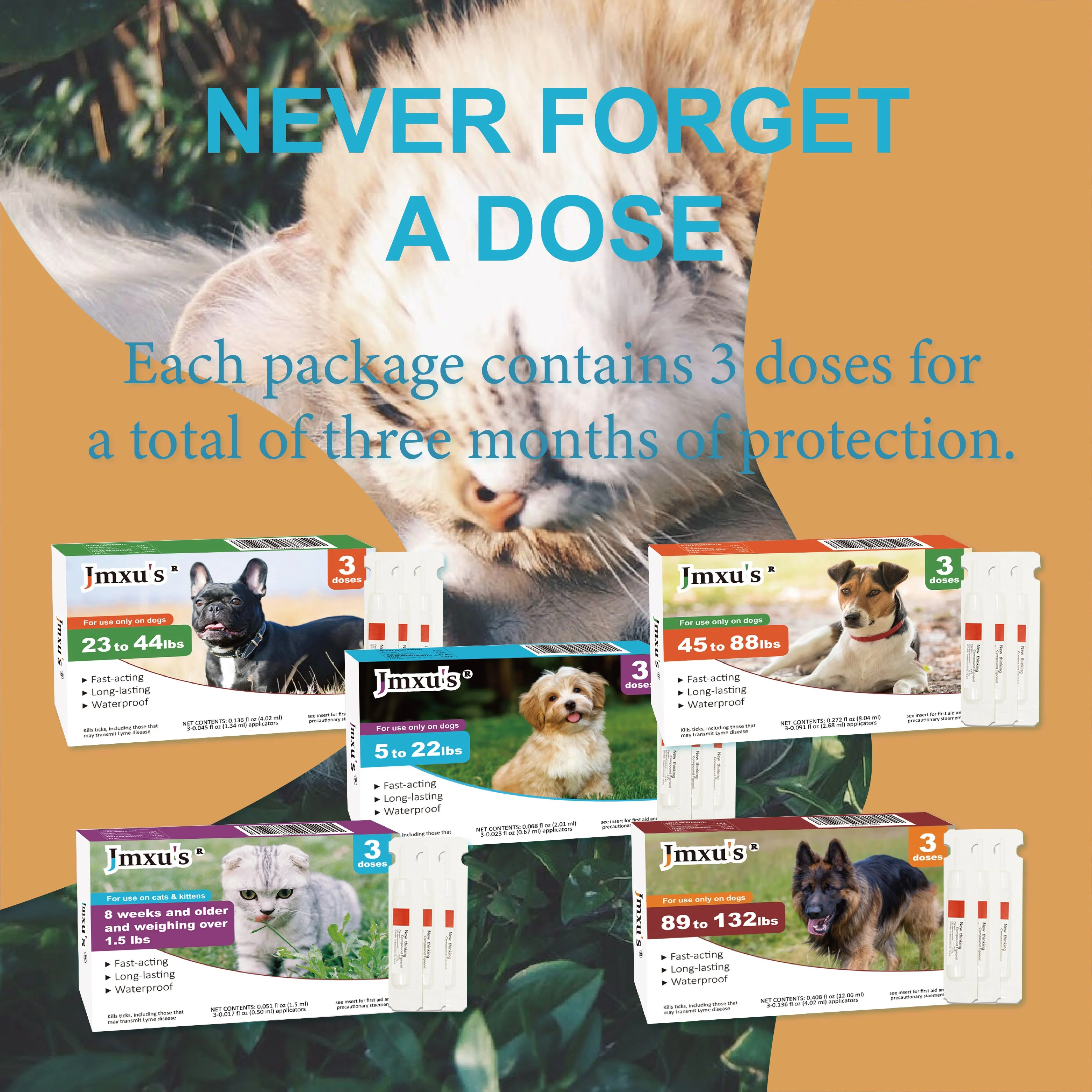 Economical 3pack Flea Drops,Water Resistant Flea Drops,Protects Against Ticks,Fleas