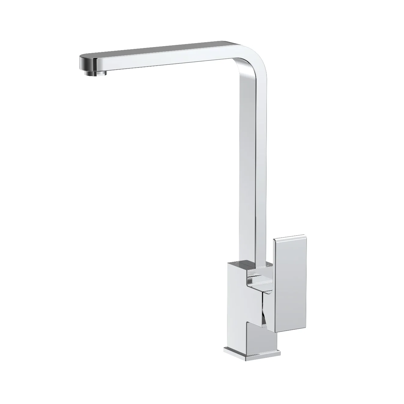 Modern Square Kitchen Faucet 59A Brass Body Chrome Finish Sink Mixer Tap Zinc Alloy Handle Valve Ceramic Cartridge Deck Mounted