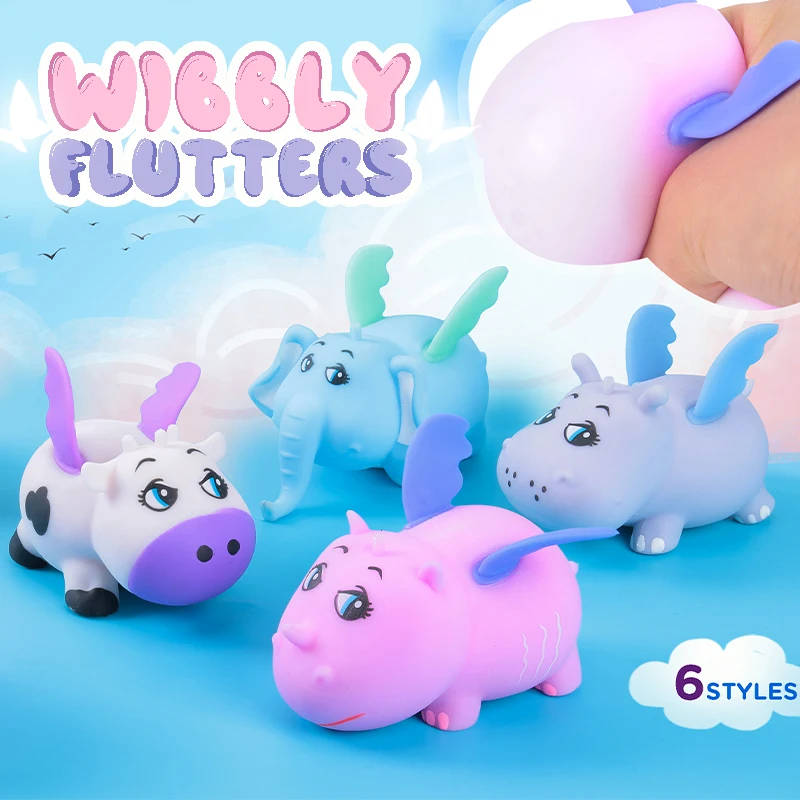 2024 New Design Cute Flying Wing Animals Squeeze Toys Led TPR PVA Dough Slime Stress Relief Fidget Toys for Kids
