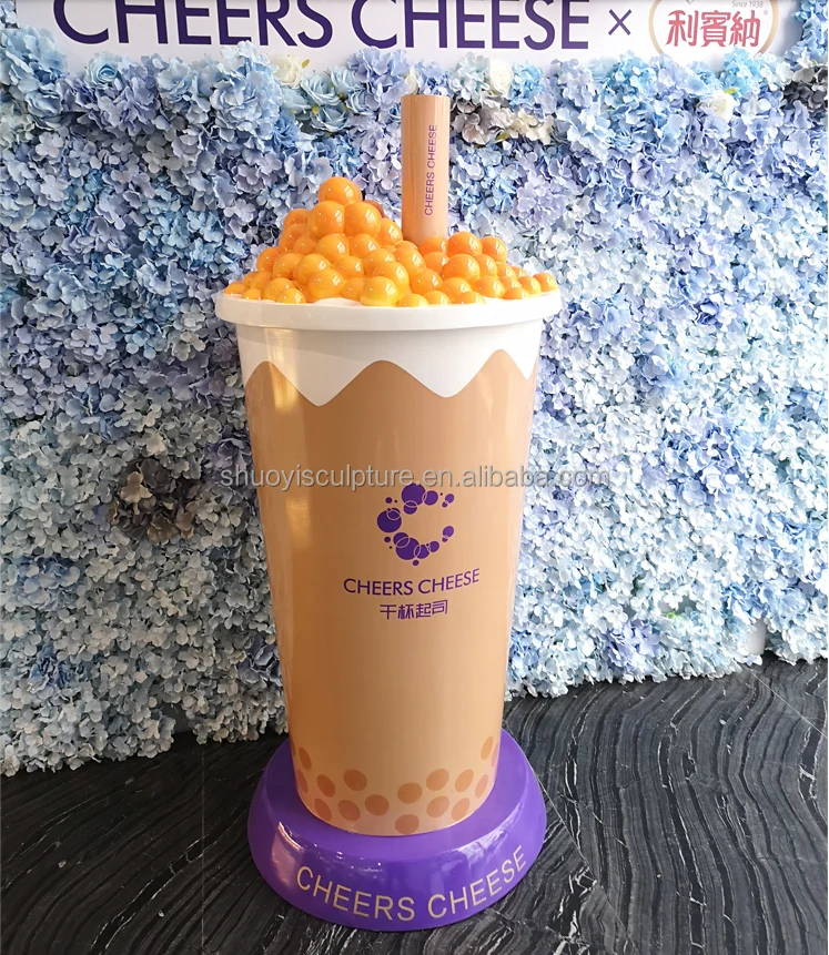 Factory Customs Simulated 1.8 M Boba Cup Milk Tea Cup Statue Sculpture  Large Fiberglass Resin Milk Tea Statue for Decoration - China Sculptures  and Home Decoration price