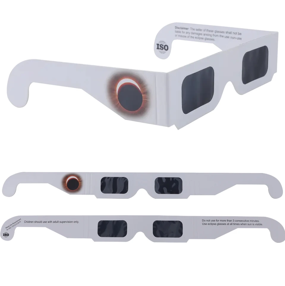 ISO Certified 3D Customized Design Solar Eclipse Viewing Paper Glasses Premium Solar Eclipse Glasses