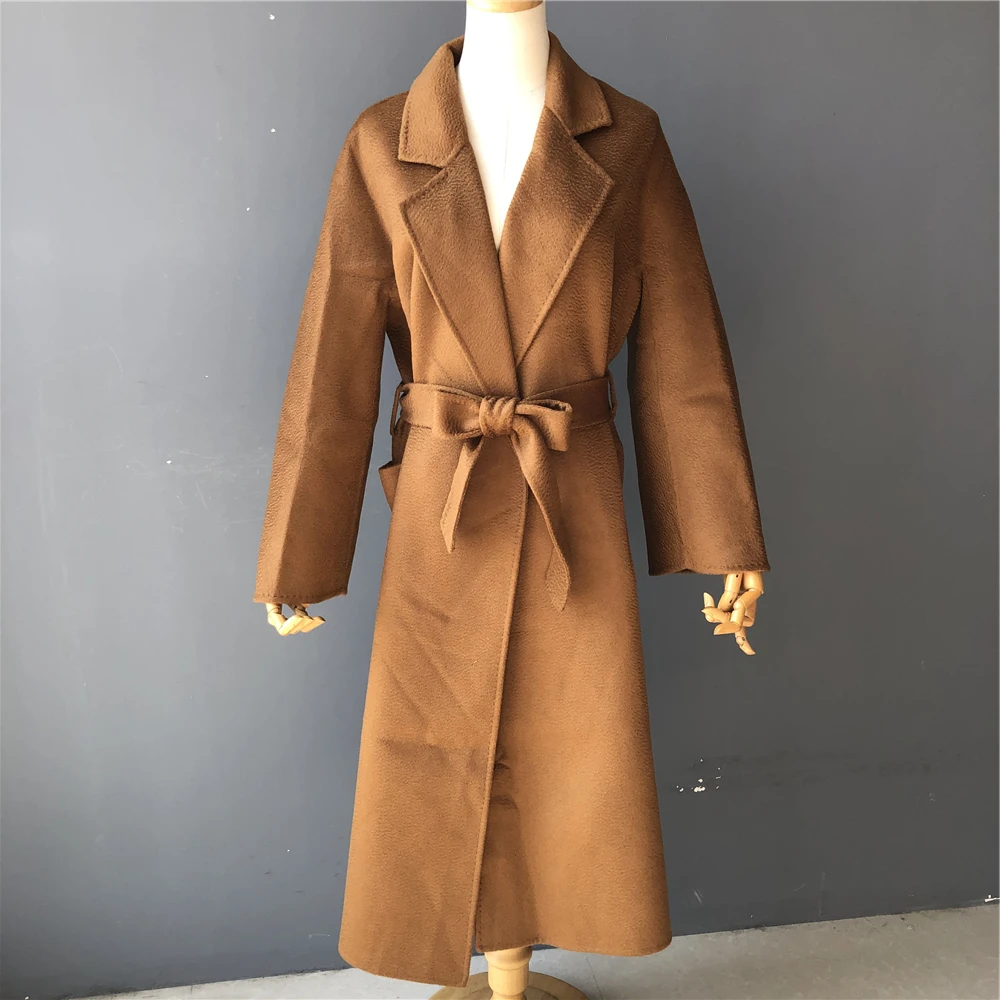 High Quality Winter Plus Size Cashmere Coat With Belt Long Wool
