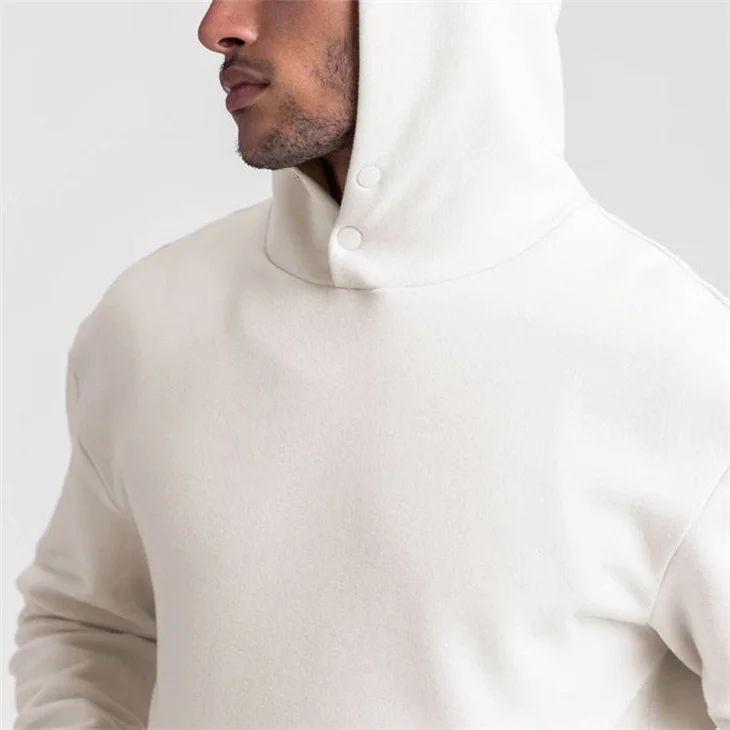 High Quality Customized Logo Breathable Soft Button Hood Pullover Men Training Hoodies With Pocket