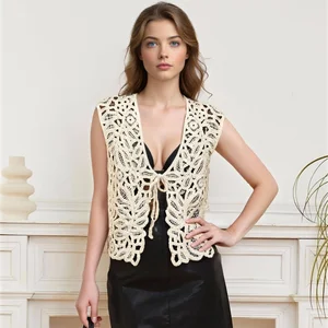 Spring Summer Women's Solid Casual Vest Knitted Shirt/Blouse 100% Cotton V-neck Sweet Outerwear