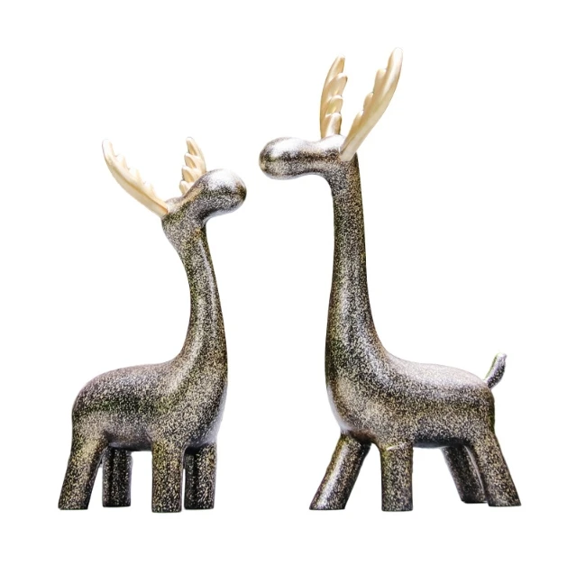 Custom Cartoon Sika Deer Sculptures Outdoor Animal Garden Landscape Office Fiberglass Elk Decorative