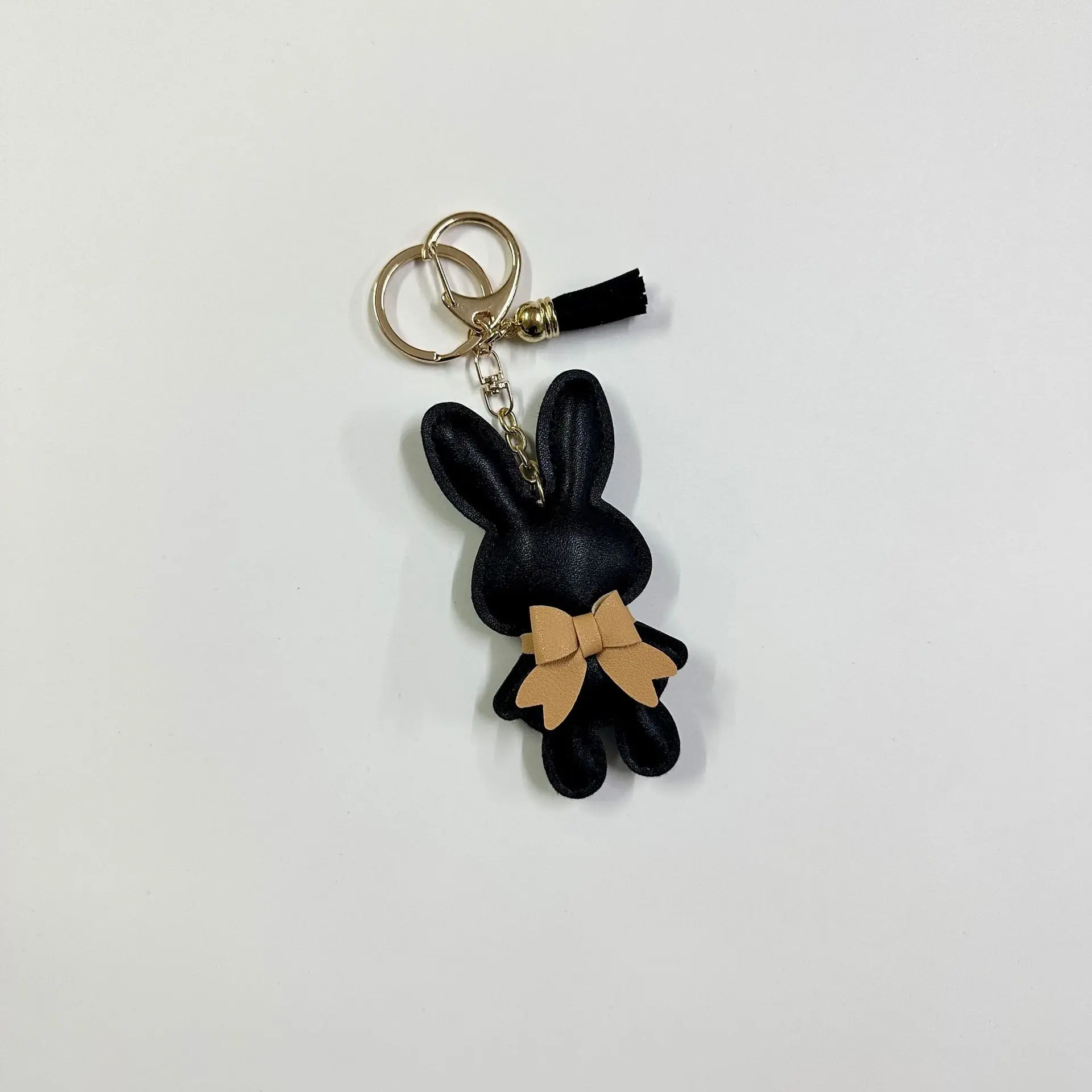 Cute Rabbit PU Leather Key Chains Bag Purse Charm Decoration Kawaii Bunny Bag Pendant With Tassel Keychain