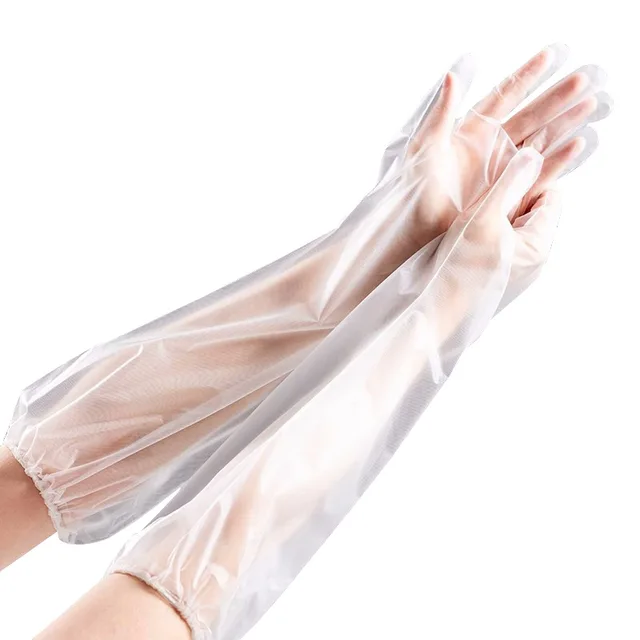 Soft Extended Household CPE Disposable Long Gloves Kitchen Cleaning Waterproof  Plastic Dishwashing Arm Protection