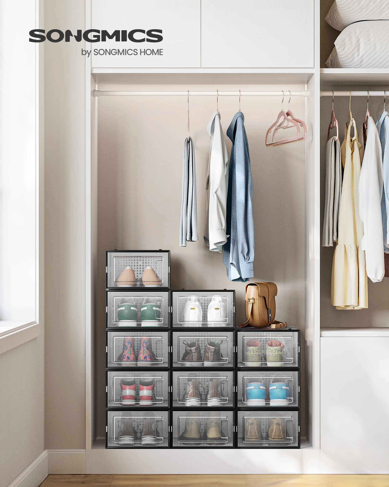 SONGMICS Wholesale Transparent Plastic Sneaker Stackable Shoe Storage ...